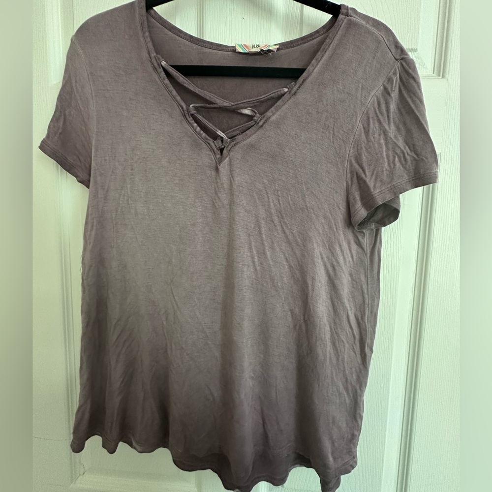 Pink Rose Purple Cross Neck Top